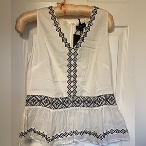 🏷️ Label Lab Embroidered Peplum Top – UK Size 10 (US 6) White Sleeveless